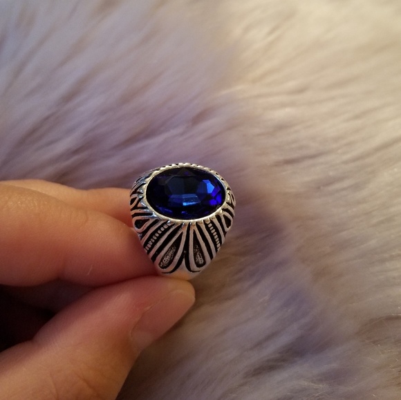 💎 Blue gem glass stone ring - Picture 4 of 7